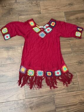 OUBAILI Colorful Crochet Fringe Swim Cover-Up - Medium